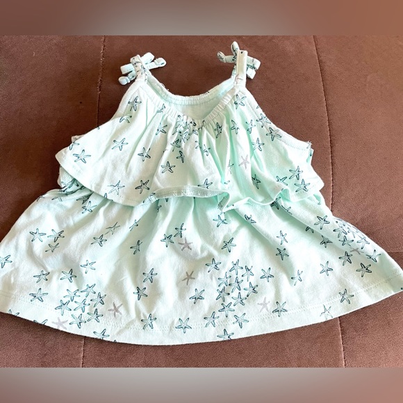 Baby Girls Infant 3-6 Months Old Navy Aqua Sea star print layered tank top flowy - Picture 4 of 5